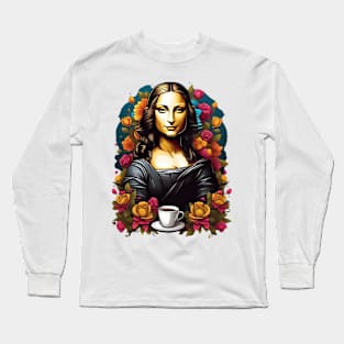 mona lisa coffee time Long Sleeve T-Shirt